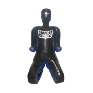 A black and blue inflatable man is standing up.