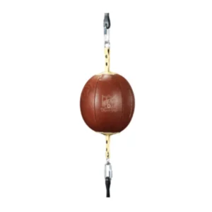 A brown ball with two chains hanging from it.