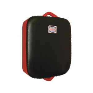 A black and red pad is hanging on the wall.