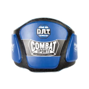 A blue and black belt is shown with words on it.