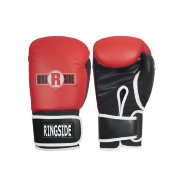 A pair of red and black boxing gloves.