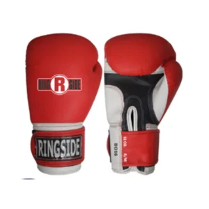A pair of red and white boxing gloves.