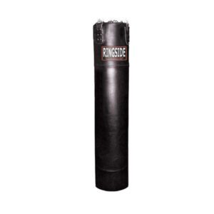 A black punching bag is shown with the words " punch " on it.