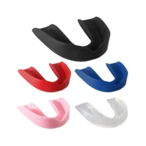 A group of different colored mouthguards.