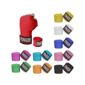 A pair of boxing gloves and various colored wraps.