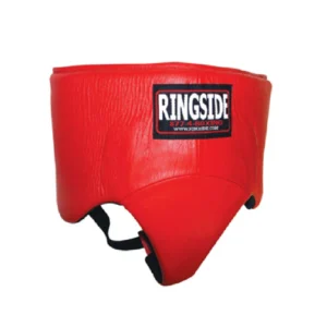 A red ringside boxing collar is shown.
