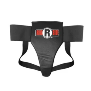 A black and red ringside boxing groin guard.