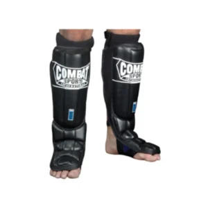 A pair of black and white shin guards.