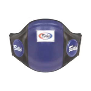 A blue and black boxing belt is shown.