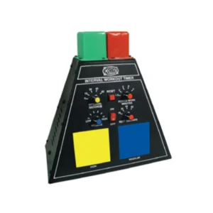 A black and yellow control panel with three green squares.