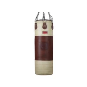 A punching bag with chains hanging from it.