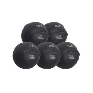 A group of six black balls sitting on top of each other.