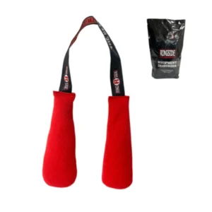 A red bag and a black strap