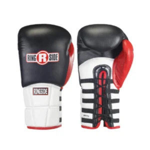 A pair of boxing gloves with laces on them.