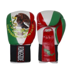 A pair of boxing gloves with mexican colors.