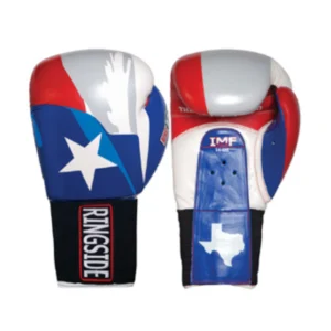 A pair of boxing gloves with the texas flag on them.