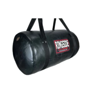 A black bag with a red and white logo on it.