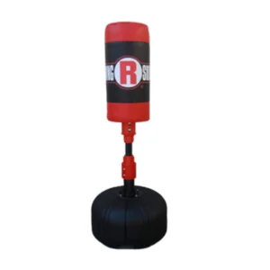 A punching bag is shown with the letter r on it.